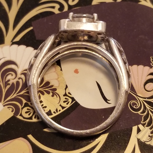 Sale! Vintage 925 sterling silver 2 carat   moissanite diamond antique ring - Picture 7 of 17